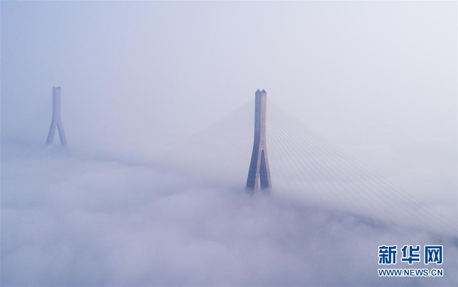 人間仙境！武漢現大霧天氣 高架橋宛如天路(組圖)