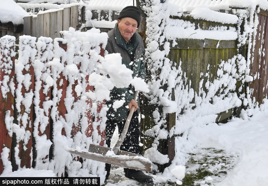 生活在冰雪童話之中 白俄羅斯鄉村冬雪覆蓋